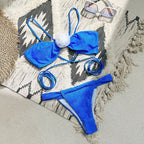 Damen Triangel-Bikini mit floralen Akzenten und schimmerndem Obermaterial R&B