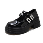 Damen Plateau-Ballerinas mit doppelt verstellbarem Riemen und glitzernden Details R&B