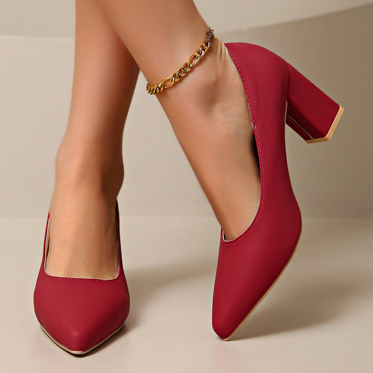 Damen Elegante Pumps mit modischem Blockabsatz und spitzem Design R&B