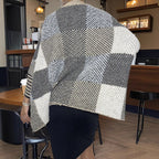 Damen asymmetrischer Strickpullover mit Zickzackmuster R&B
