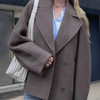 Damen modische Oversized-Jacke mit doppelter Knopfleiste und elegantem Kragen R&B