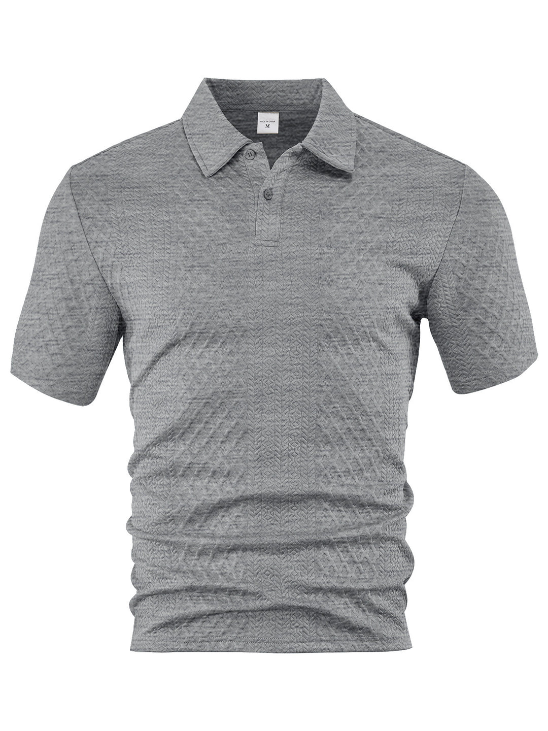 Herren nan texturiertes Jacquard-Poloshirt kurzärmelig schmaler Schnitt mit Polokragen R&B