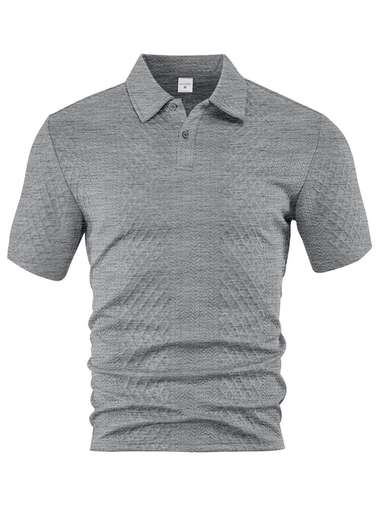 Herren nan texturiertes Jacquard-Poloshirt kurzärmelig schmaler Schnitt mit Polokragen R&B