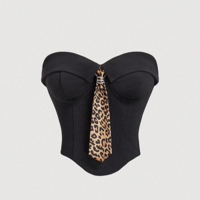 Damen Corsage mit modischem Tiermuster und tailliertem Schnitt R&B