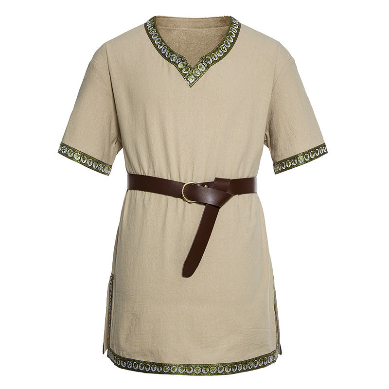 Damen Mittelalterliches Kleid mit dekorativem Kragen und Gürtel