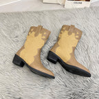 Damen Stiefeletten im Cowboy-Stil mit einzigartigem Design und kompaktem Absatz R&B