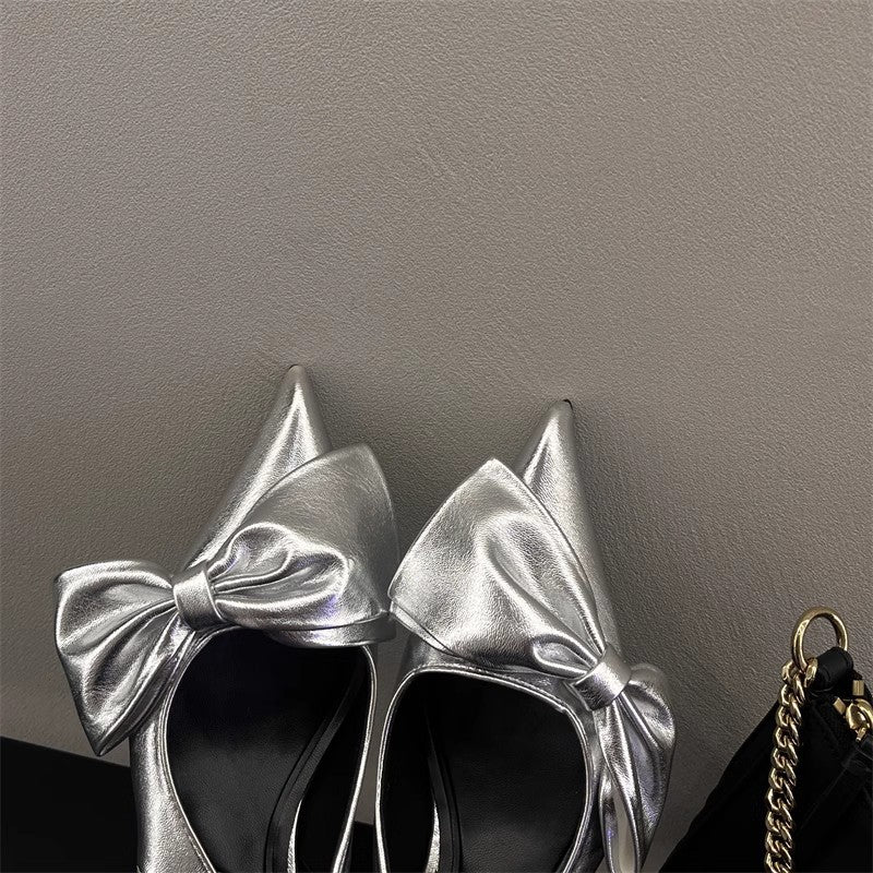 Damen elegante Slingpumps mit Schleife R&B