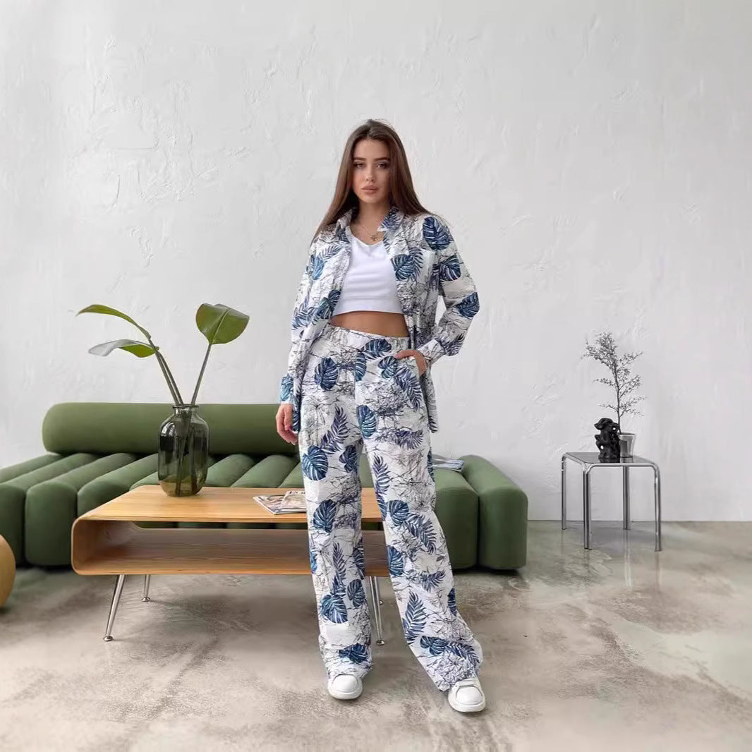 Damen lässiges Freizeit-Lounge-Set mit floralem Muster R&B