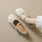 Damen Ballerinas mit modischem Riemchen und eleganter Faltenoptik