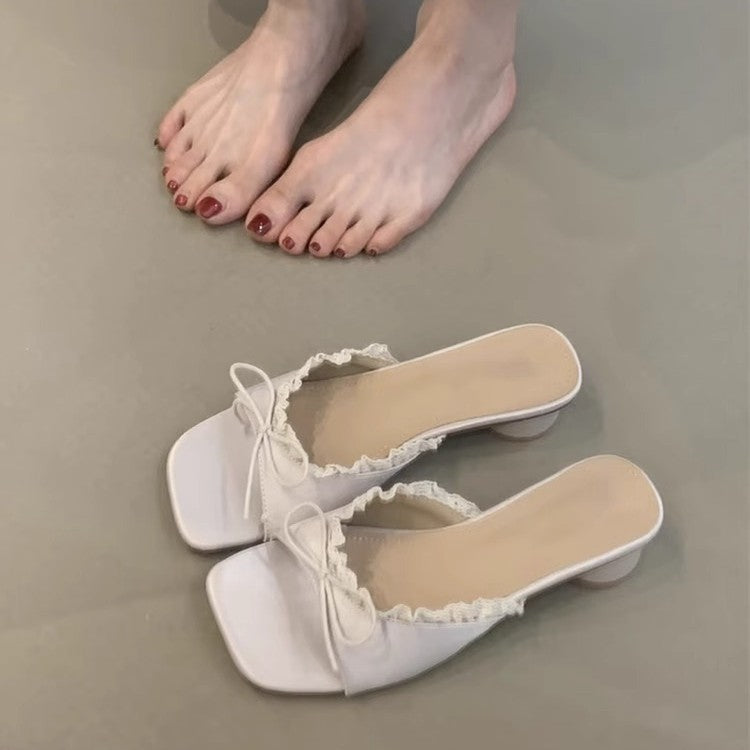 Damen elegante Sling-Sandalen mit modischem Rüschendetail R&B