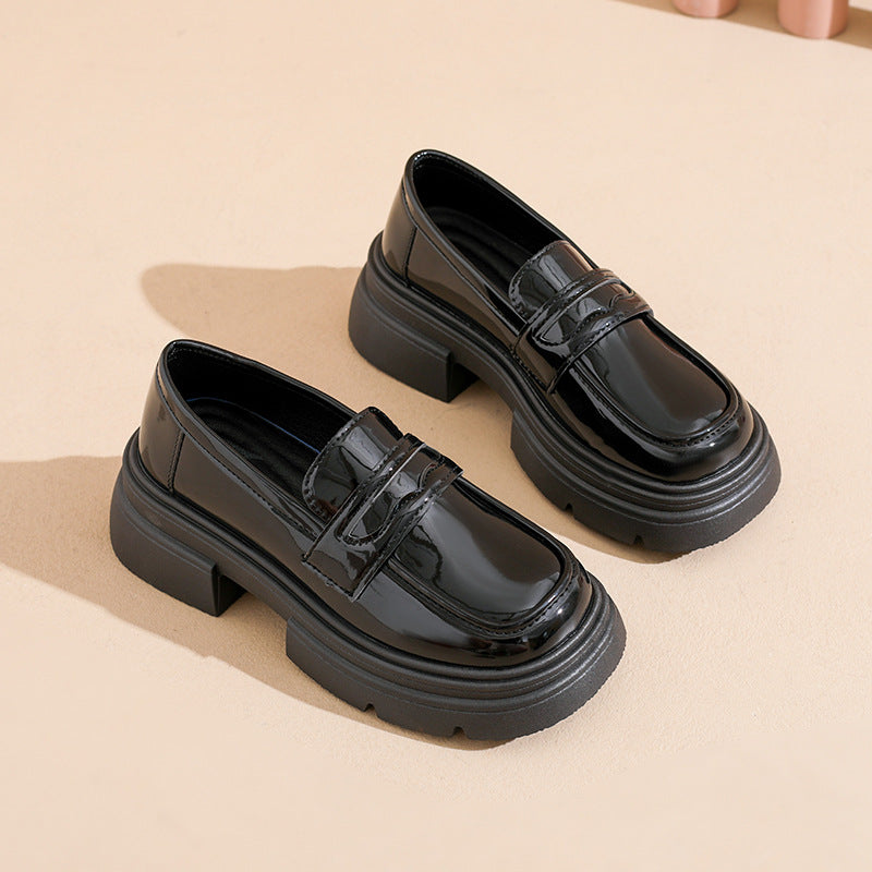 Damen modische Loafers mit robustem Plateau und eleganter Schnalle R&B