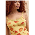 Damen florales Spaghetti-Top mit Spitzenrand R&B