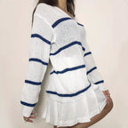 Damen lässiger Strickpullover mit Streifen R&B