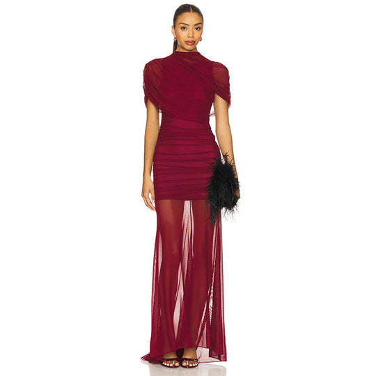 Damen Elegantes Abendkleid mit raffinierten Drapierungen und figurbetontem Schnitt R&B