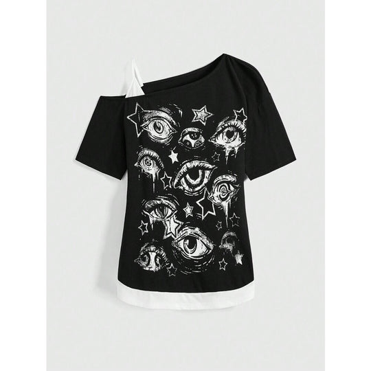 Damen kreatives T-Shirt mit asymmetrischem Design R&B