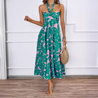 Damen Maxi Kleid mit schulterfreiem Design und Blumenmuster R&B