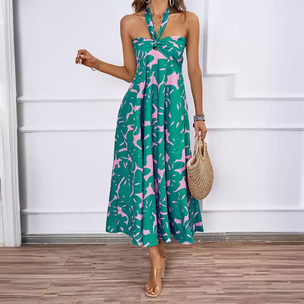 Damen Maxi Kleid mit schulterfreiem Design und Blumenmuster R&B