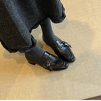 Damen elegante Loafer mit modischem Schnallen-Detail und komfortablem Blockabsatz R&B