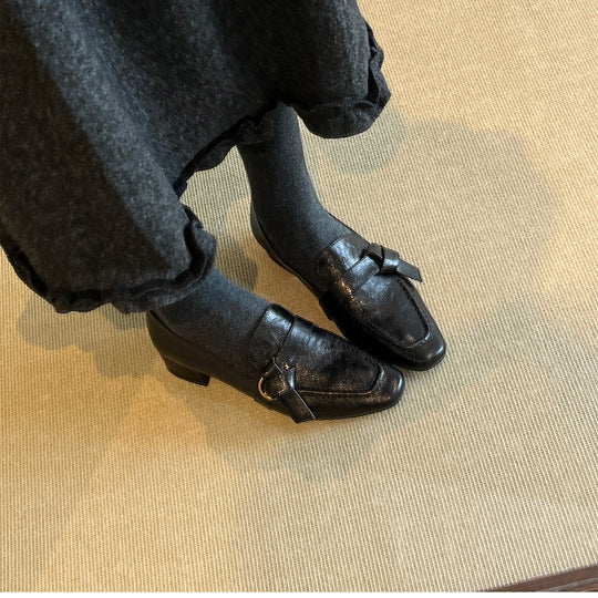 Damen elegante Loafer mit modischem Schnallen-Detail und komfortablem Blockabsatz R&B