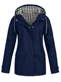 Damen modische Regenjacke mit kontrastierendem Innenfutter und praktischen Taschen R&B