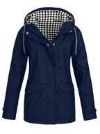 Damen modische Regenjacke mit kontrastierendem Innenfutter und praktischen Taschen R&B
