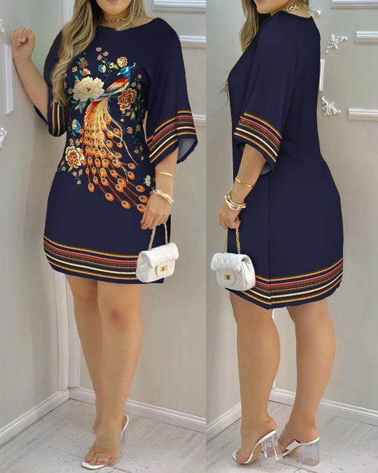 Damen lässiges Kleid mit farbenfrohem Farbverlauf R&B