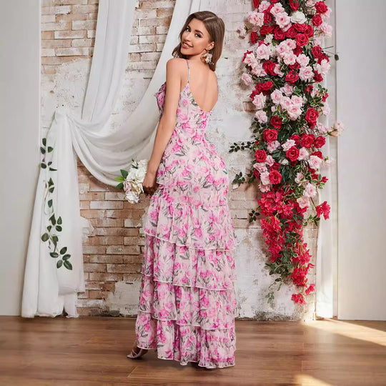 Damen Verspieltes Maxikleid mit Rüschen und floralem Druck R&B