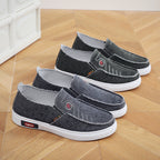 Damen lässige Slip-On Schuhe mit elastischem Einsatz und modischem Denim-Design