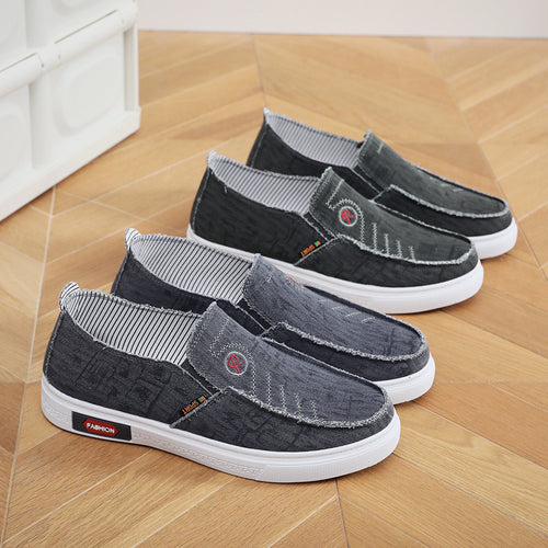 Damen lässige Slip-On Schuhe mit elastischem Einsatz und modischem Denim-Design R&B
