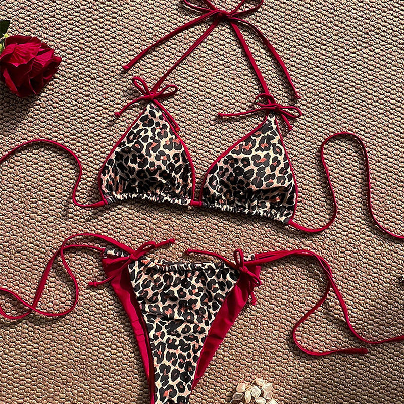 Damen Triangel-Bikini mit verspieltem Animal-Print