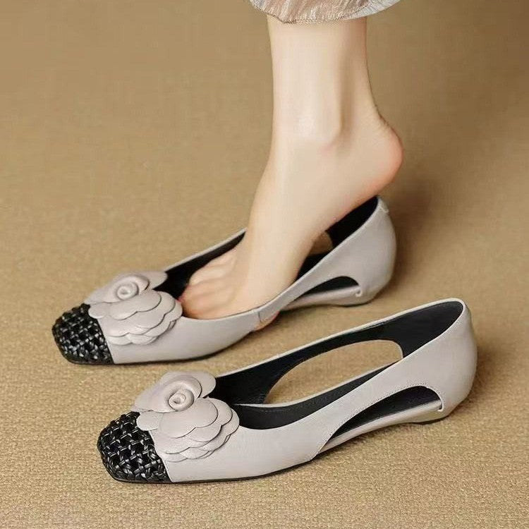 Damen Ballerina-Schuhe mit floralen Akzenten und offenem Fersenbereich R&B