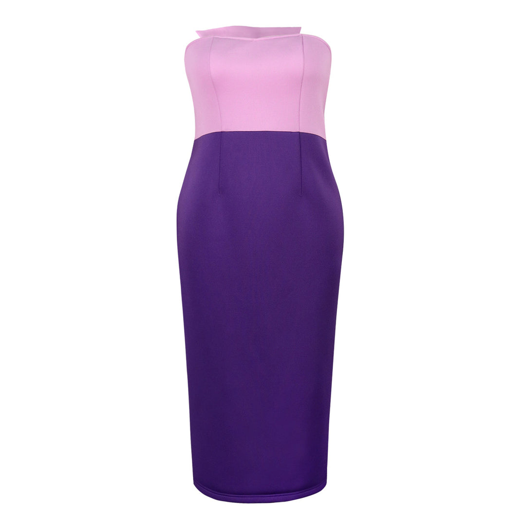 Damen figurbetontes Cocktailkleid mit schulterfreiem Design und Farbverlauf R&B