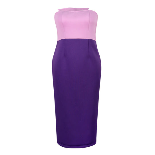 Damen figurbetontes Cocktailkleid mit schulterfreiem Design und Farbverlauf R&B
