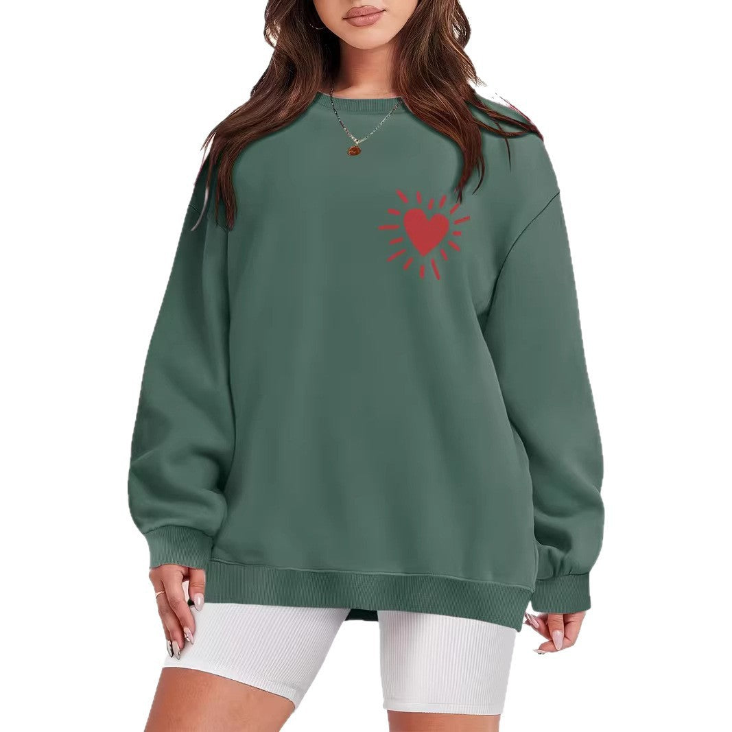 Damen Sweatshirt mit lässigem Herzmotiv und übergroßem Schnitt