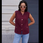 Damen Strickweste mit Knopfleiste und praktischen Taschen R&B