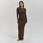 Damen Elegantes Langarm-Maxikleid mit figurformendem Schnitt und hohem Komfort R&B