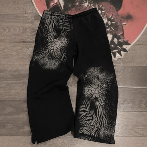 Damen nan lockere Sweathose mit asymmetrischem Animal-Print, elastischem Komfortbund und geradem Bein R&B