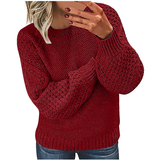 Damen Strickpullover mit voluminösen Ärmeln und strukturierter Oberfläche R&B