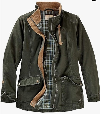 Damen lässige Utility-Jacke mit Karo-Innenfutter R&B