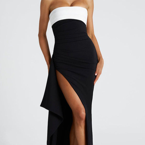 Damen Elegantes Abendkleid mit tiefem Schlitz und trägerlosem Design R&B