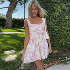 Damen Sommerliches Blumenkleid mit quadratischem Ausschnitt R&B