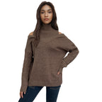 Damen Pullover mit schulterfreien Ärmeln und Zopfmuster R&B