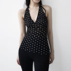 Damen Halterneck Top mit Polka Dots R&B