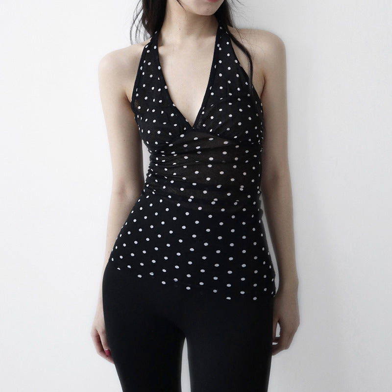 Damen Halterneck Top mit Polka Dots R&B