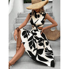 Damen Elegantes Maxi-Kleid mit Cut-Out-Details und floralem Muster R&B