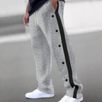 Herren nan gesteppte Freizeithose mit durchgehender Druckknopfleiste und Kontraststreifen R&B