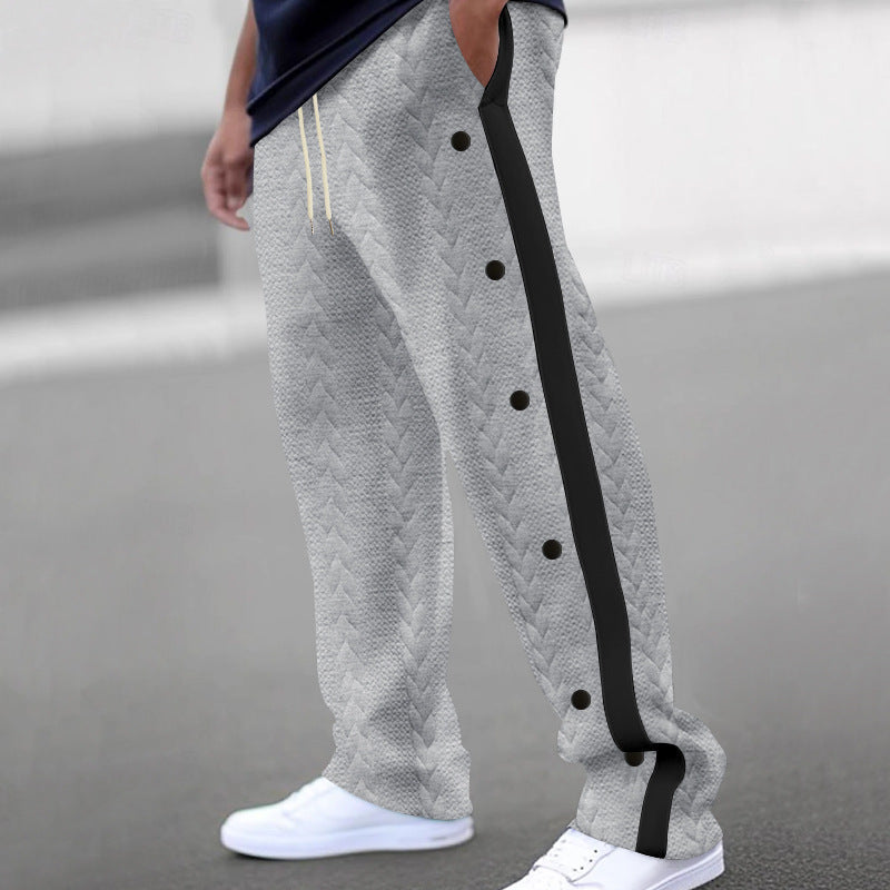 Herren nan gesteppte Freizeithose mit durchgehender Druckknopfleiste und Kontraststreifen R&B
