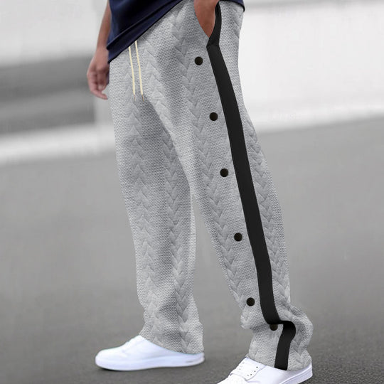 Herren nan gesteppte Freizeithose mit durchgehender Druckknopfleiste und Kontraststreifen R&B