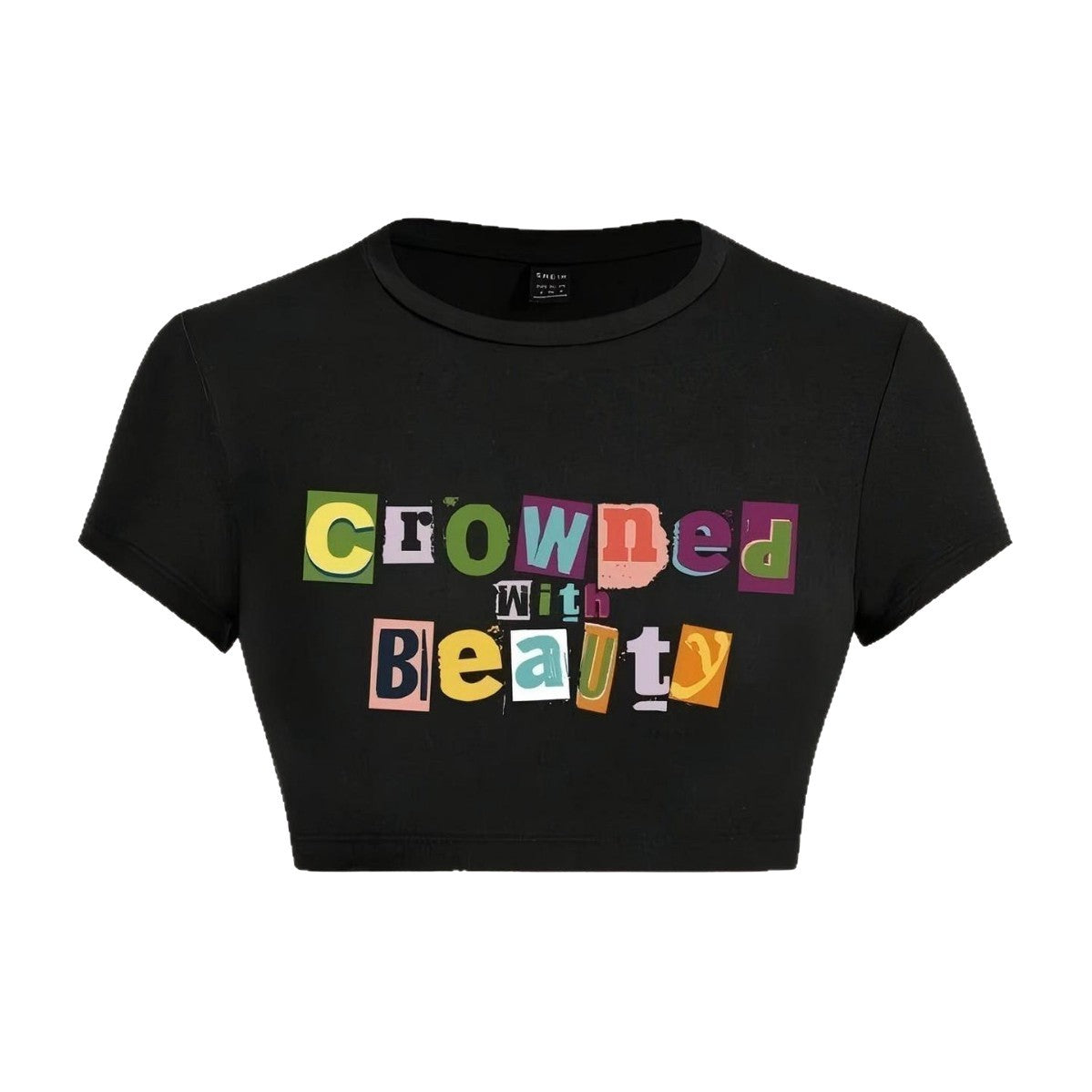 Damen Crop-T-Shirt mit kreativem unvergesslichem Statement R&B