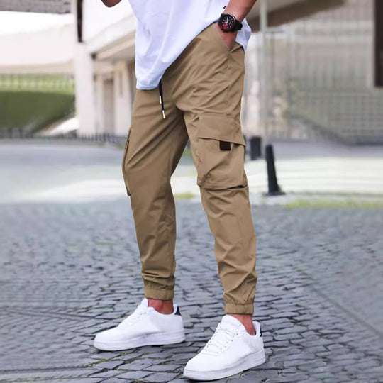 Herren vielseitige Cargo-Hose mit elastischem Bund und praktischen Reißverschlusstaschen R&B